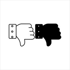 Dislike icon. Black outline does not like. icon on black and white background. Vector illustration