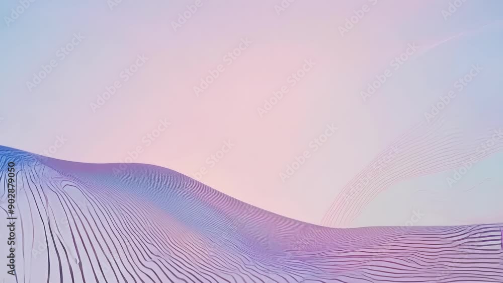 Poster whimsical lines bending and contorting creating an otherworldly landscape.