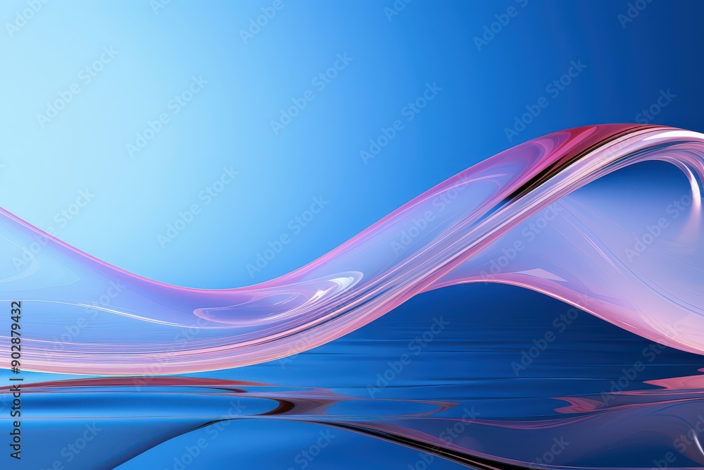 Wall mural Abstract Pink Wave on Blue Background