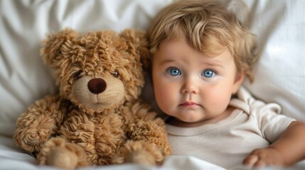 Charming Toddler and Plush Friend in Luxurious Setting