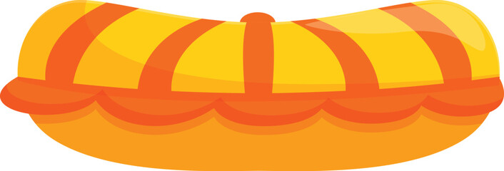 Yellow and orange inflatable raft for floating down a river on a sunny summer day