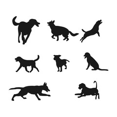 vector illustration of running dog silhouette