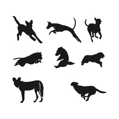 vector illustration of running dog silhouette