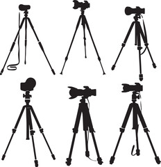 Camera Tripod Abstract Silhouette Vector Graphics Pack