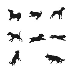 vector illustration of running dog silhouette
