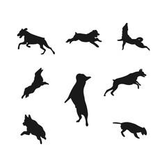 vector illustration of running dog silhouette