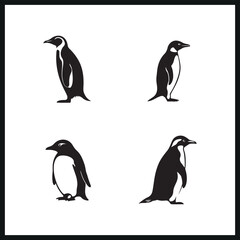 Naklejka premium Penguin vector silhouette illustration black