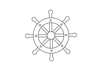 Boat wheel icon line art vector illustration. Pro vector