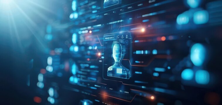 Holographic user login, virtual interface, futuristic security system