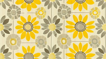 Fototapeta premium A yellow and grey sunflower pattern 
