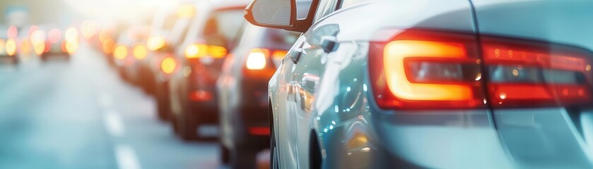 Traffic jam caused by a car accident, road congestion, commuter frustration