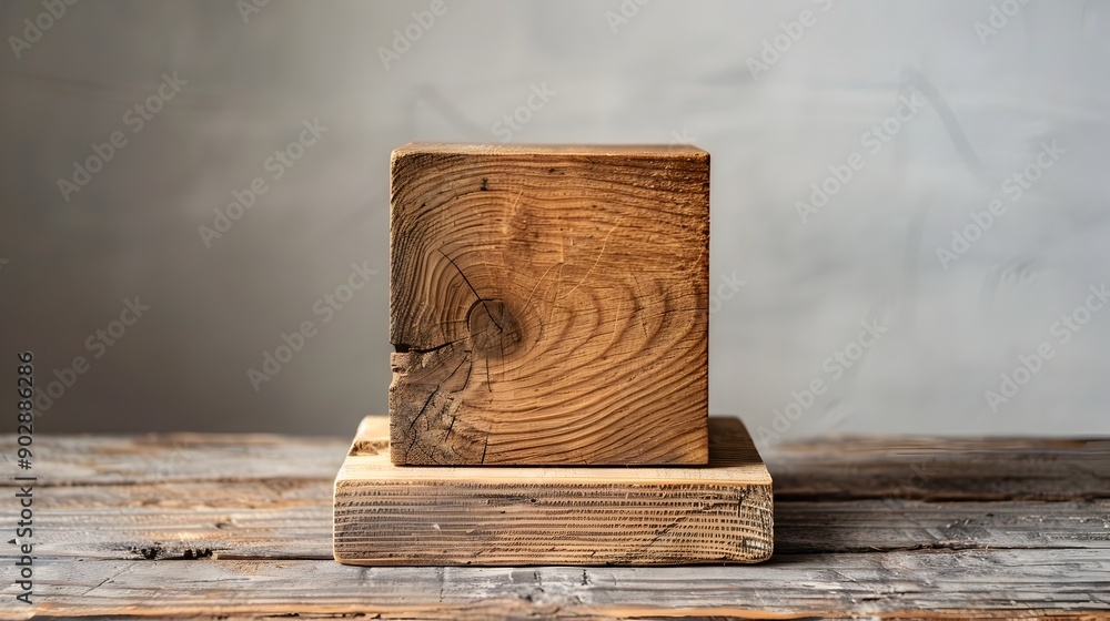 Aufkleber natural rustic wood block backdrop for handmade product presentation and copy space