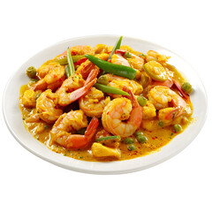 Authentic bangladeshi shrimp curry with vegetables on a transparent background