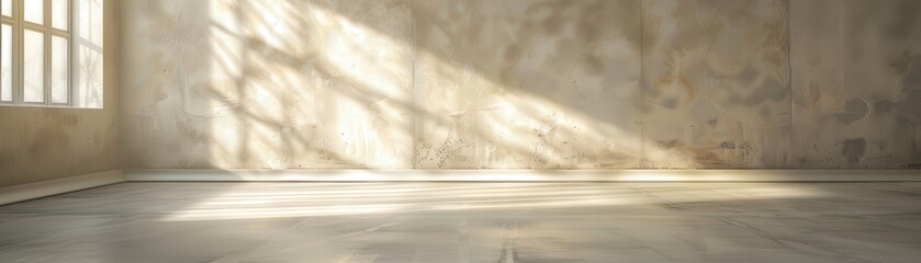 A large empty room with a window and a wall