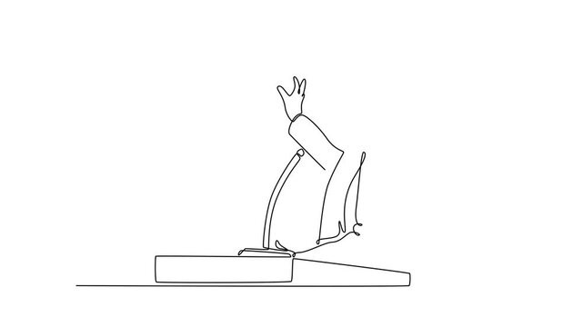 Business meeting, negotiation concept. Single line draw design. Full length animation illustration. High quality 4k footage