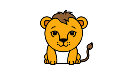 cartoon yellow little lion illustration on white background