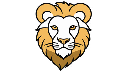 head of lion with brown fur illustration on white background