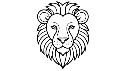 black and white head of lion illustration on white background