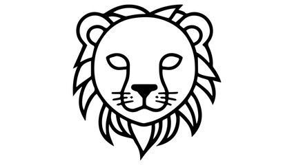 simple black and white head of a lion without eyes illustration on white background