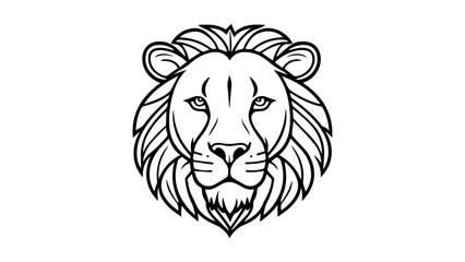 lion head black and white vector illustration on white background