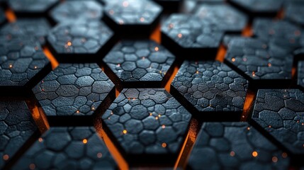 3D illustration of a kettlebell and black hexagons on a modern background.