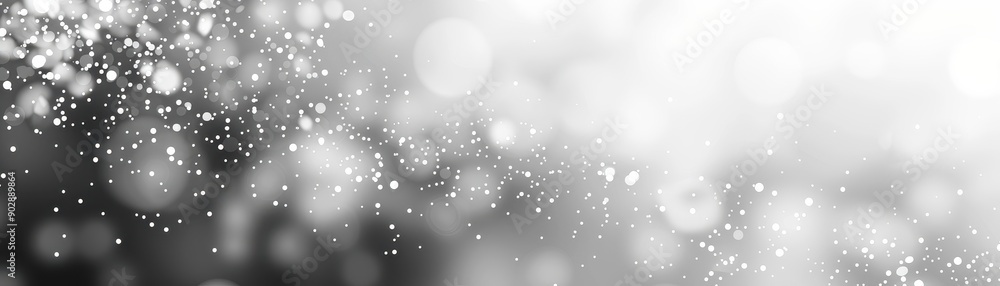 Poster the image is a blurry, snowy scene with many small, white dots scattered throughout. scene is one of
