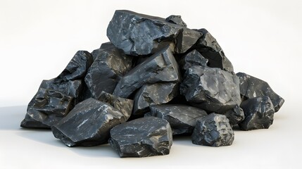 Obraz premium Black coal element on white background