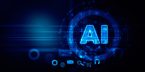 2d illustration Artificial Intelligence (AI) concept