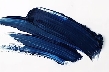dark blue stroke of paint isolated on white background, watercolor style white background