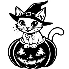 Halloween pumpkin kids vector,halloween line art vector