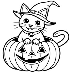 Halloween pumpkin kids vector,halloween line art vector