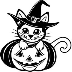 Halloween pumpkin kids vector,halloween line art vector