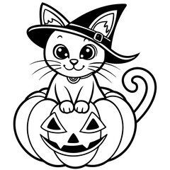 Halloween pumpkin kids vector,halloween line art vector