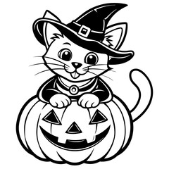 Halloween pumpkin kids vector,halloween line art vector