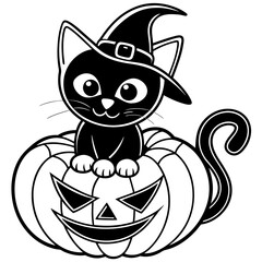 Halloween pumpkin kids vector,halloween line art vector