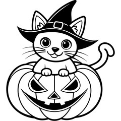 Halloween pumpkin kids vector,halloween line art vector