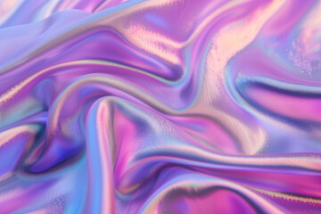 a close-up of iridescent fabric with shades of pink and purple, creating a smooth, silky texture