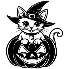 Halloween pumpkin kids vector,halloween line art vector