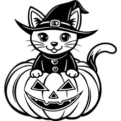 Halloween pumpkin kids vector,halloween line art vector