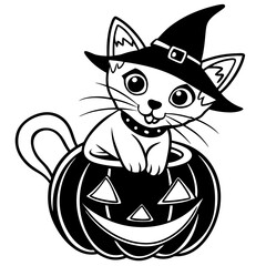 Halloween pumpkin kids vector,halloween line art vector