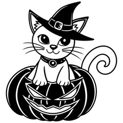 Halloween pumpkin kids vector,line art