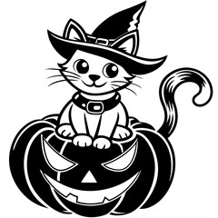 Halloween pumpkin kids vector,line art