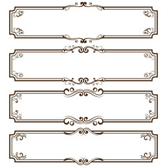 Set of vintage frames and borders isolated on white background.