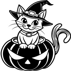 Halloween pumpkin kids vector,line art