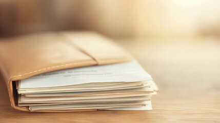 Naklejka premium Empty wallet with past-due notices, illustrating personal debt struggles