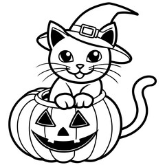 Halloween pumpkin kids vector,line art