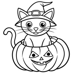 Halloween pumpkin kids vector,line art