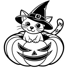 Halloween pumpkin kids vector,line art
