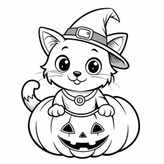 Halloween pumpkin kids vector,line art