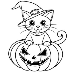 Halloween pumpkin kids vector,line art